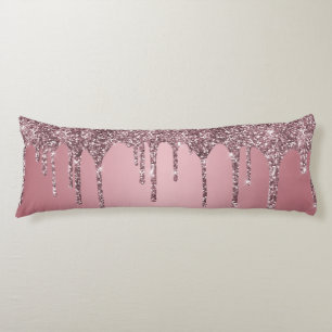 Chic Rose Gold Pink Glitter Sparkle Drips Body Cushion