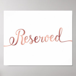 Chic Rose Gold RESERVED Sign Print