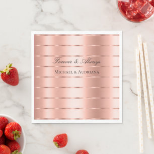 Chic Rose Gold Ribbon Wedding Bridal Shower Napkin