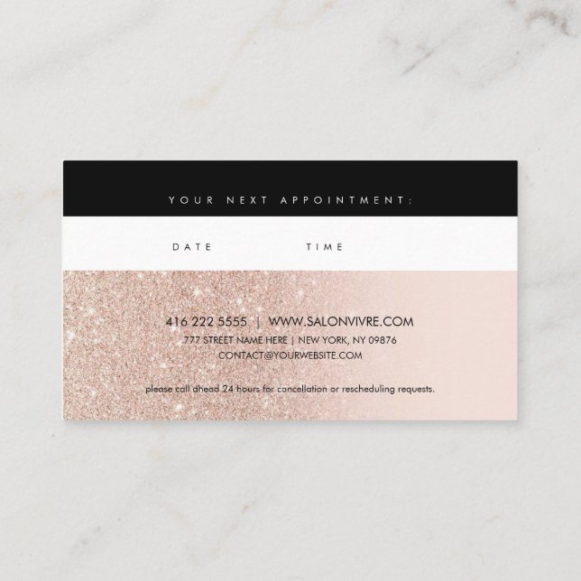 Chic Rose Gold Salon Appointment Card  (Back)
