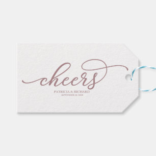 Chic Rose Gold Script Cheers Wine Bottle Tags