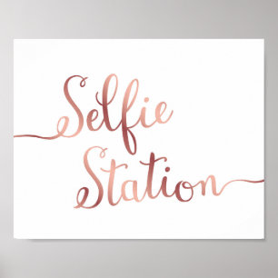 Chic Rose Gold SELFIE STATION Sign Print