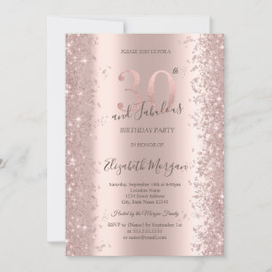 Chic Rose Gold Sparkle Diamonds 30th Birthday Invitation