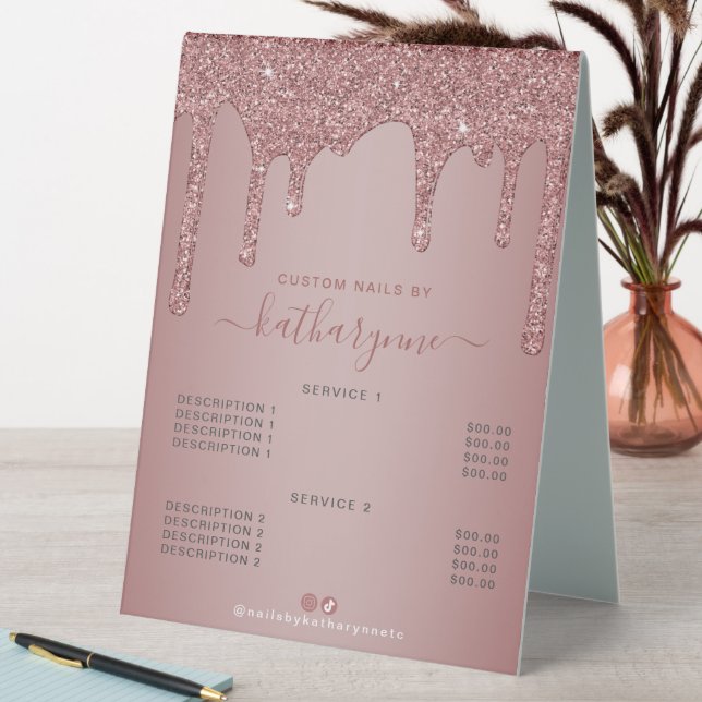 Chic Rose Gold Sparkle Glitter Drips Price List (In SItu (Table))