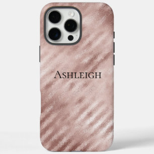 Chic Rose Gold Stripes iPhone 16 Pro Max Case