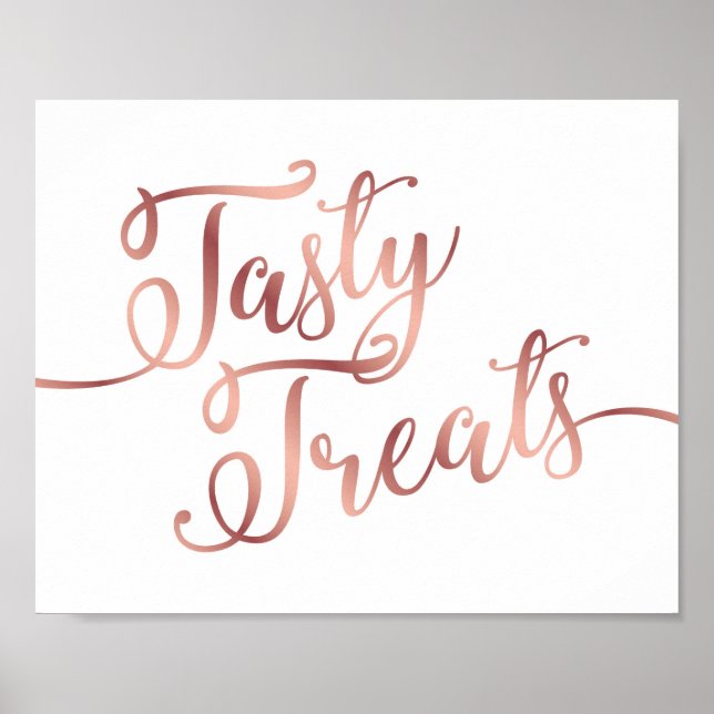 Chic Rose Gold TASTY TREATS Sign Print (Front)
