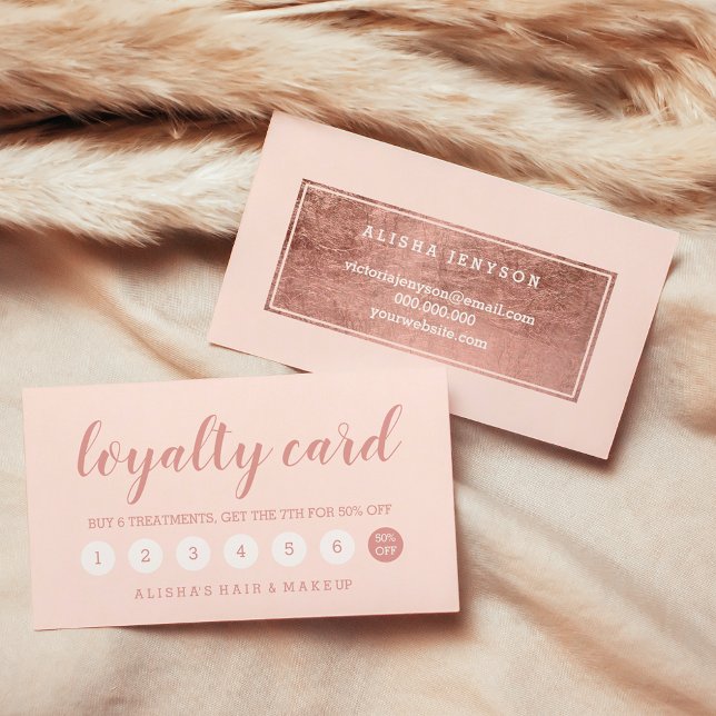 Chic rose gold typography blush pink loyalty card (Chic rose gold typography blush pink loyalty card)