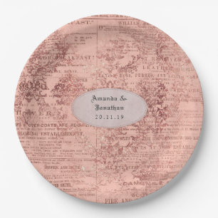 Chic Rose Gold Wedding Paper Plate