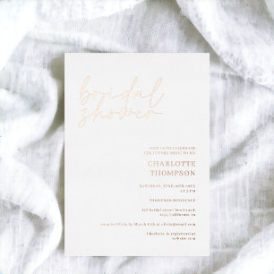 Chic rose gold white casual script bridal shower