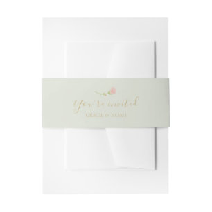 Chic Rose & Mint Green Couple Wedding Invitation Belly Band