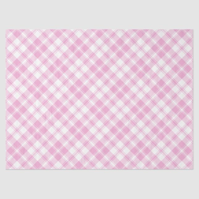 Chic Rose Pink and White Check Tissue Paper (Front)