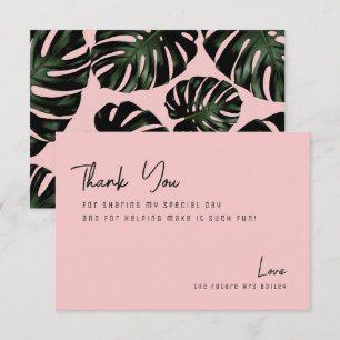 Chic Rose Tropical Beach Bridal Shower Thank You Card