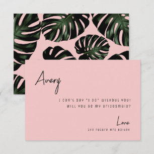 Chic Rose Tropical Beach Bridesmaid Proposal Card