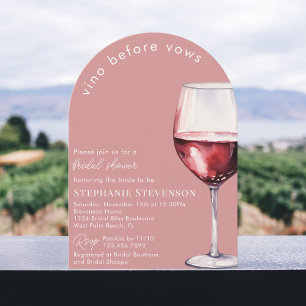 Chic Rose Wine Vino Before Vows Arch Bridal Shower Invitation