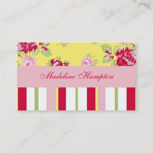 Chic Roses And Stripes Business Card