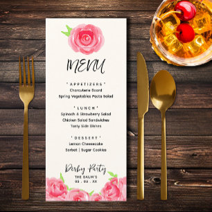 Chic Roses Floral Derby Day Party Menu