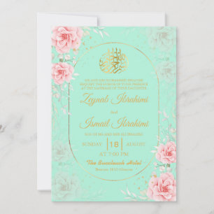 Chic Roses Gold Islamic Muslim Wedding Invitation