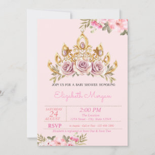 Chic Roses Tiara Floral Baby Shower Invitation