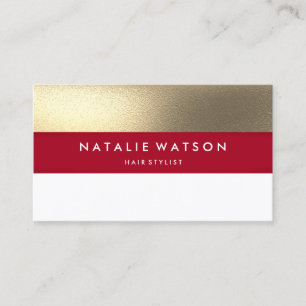 Chic Rough FAUX Gold Red Bar Modern Elegant 2 Business Card