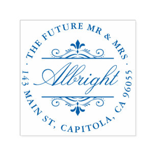 Chic Round Elegant Script Art Deco Return Address Self-inking Stamp