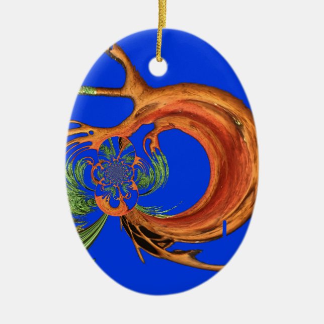 Chic Round Hakuna Matata Navy Blue collection Ceramic Tree Decoration (Front)