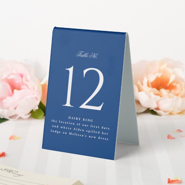 Chic Royal Blue Event Table Number Tent Sign (In SItu (Wedding))