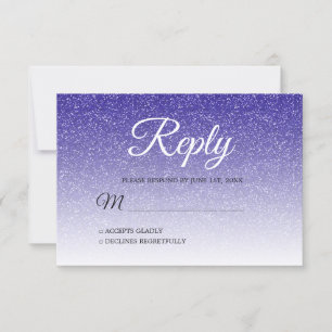 Chic Royal Blue Glitter Ombre RSVP Invitation