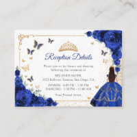 Chic Royal Blue Gold Quincenarea Reception Details