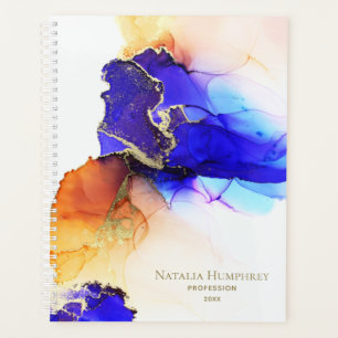 Chic Royal Blue Orange Custom Planner