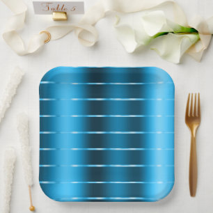 Chic Royal Blue Ribbon Bridal Shower Paper Plate