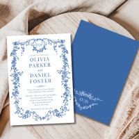 Chic Royal Blue Victorian French Wedding Monogram