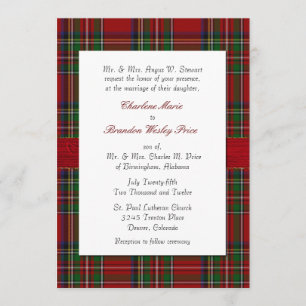 Chic Royal Stewart Plaid Wedding Invitation