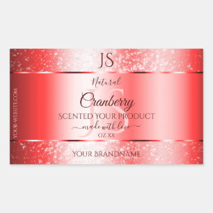 Chic Ruby Red Soft Glitter Product Labels Monogram