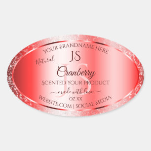 Chic Ruby Red Soft Glitter Product Labels Monogram