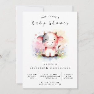  Chic Rustic Barn Cow Baby Shower  Invitation