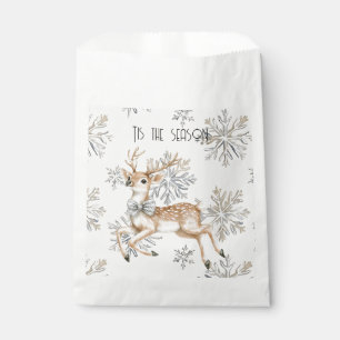 Chic Rustic Christmas Cream Deer Snowflakes Favour Bags