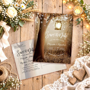 Chic Rustic Country String Lights Save the Date Announcement Postcard