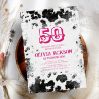 Chic Rustic Cow Print Hot Pink 50th Birthday Party