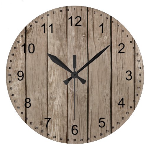 Image of Chic Rustic Faux Wood Large Clock