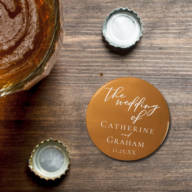 Chic Rustic Gold Wedding Favour Personalised Bottle Opener (Creator Uploaded)