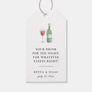 Chic Rustic Illustrated Wedding Drink Favour Gift Tags