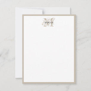 Chic Rustic Modern Beige Monogram Minimalist Card