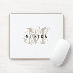 Chic Rustic Modern Beige Monogram Mouse Mat