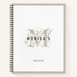 Chic Rustic Modern Beige Monogram Recipe Notebook