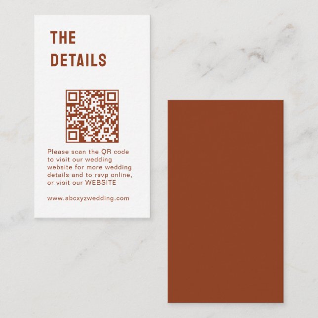 Chic Rustic Morden Minimalist Wedding  Enclosure Card (Front/Back)