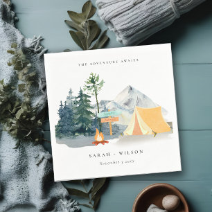 Chic Rustic Pine Woods Camping Mountain Wedding Napkin