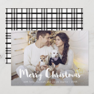 Chic Rustic Plaid with Photo Merry Christmas Holiday Card