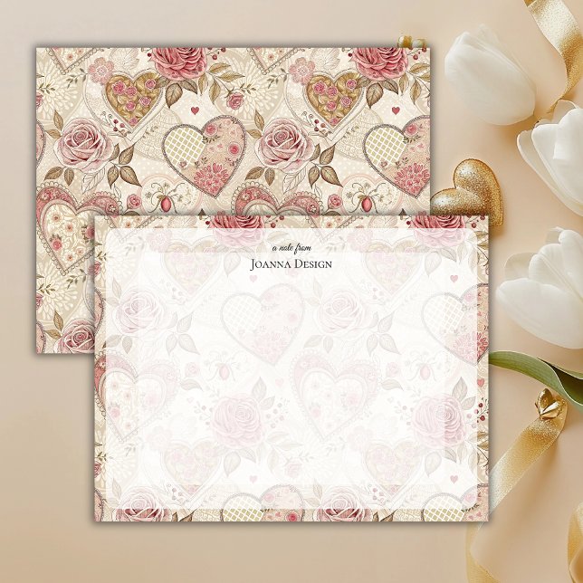 Chic Rustic Roses Heart Stationery Note Card (Creator Uploaded)