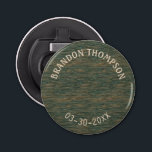 Chic Rustic Steel Grey Blue Wood Grain Pattern Bottle Opener<br><div class="desc">Modern contemporary but rustic dark teal blue and brown coloured wood grain pattern look design with room to customise or personalise with name and date, or limited text, of your choice. Fun keepsake gift, party favour, and personal memento for special events and occasions such as an anniversary, bachelor party, Christmas...</div>