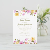 Chic Rustic Summer Watercolor Floral Bridal Shower